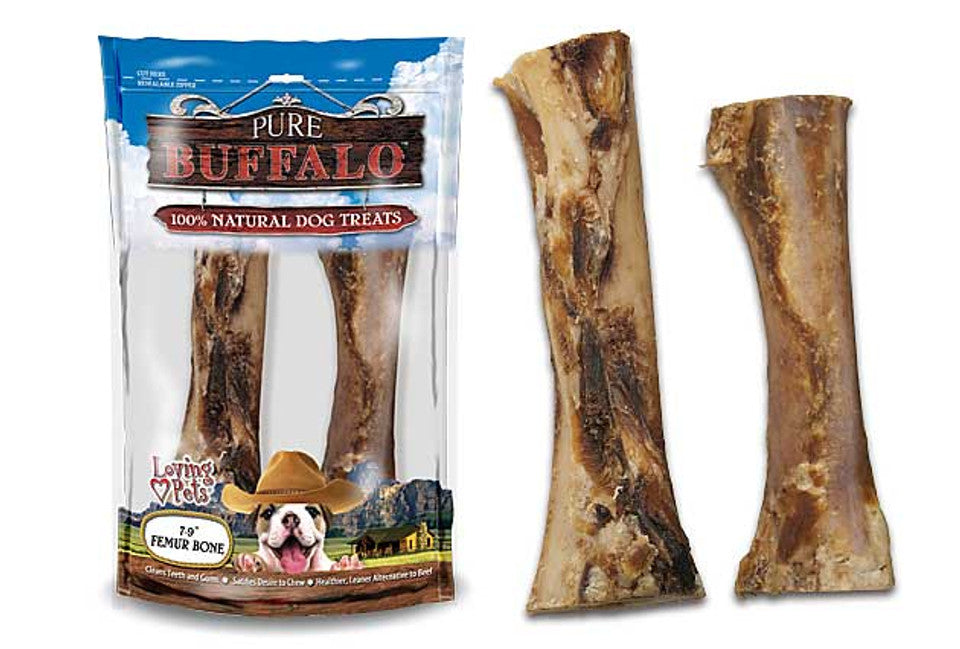 Loving Pets Dog Treat Pure Buffalo 2pk 4in Meaty Femur Bones