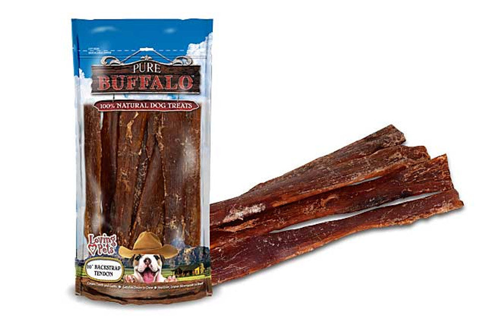 Loving Pets Dog Treat Pure Buffalo 4-6in Backstrap Tendon 20pk