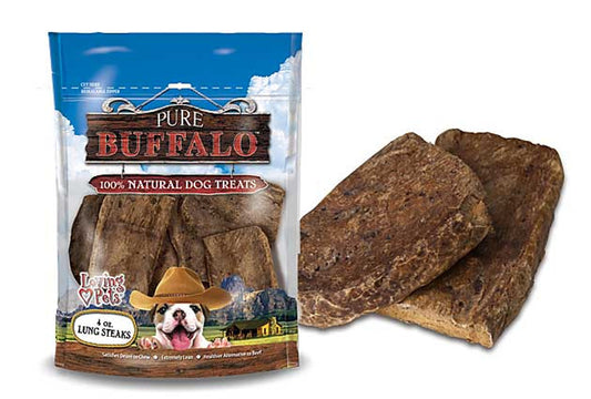 Loving Pets Dog Treat Pure Buffalo 8oz Buffalo Lung Steaks for Dogs