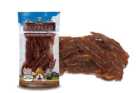 Loving Pets Dog Treat Pure Buffalo Jerky Meat Strips 3.5oz