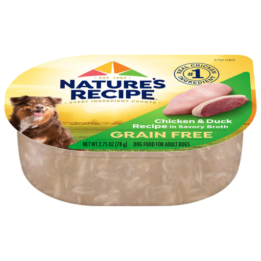 Nature’s Recipe Grain Free Chicken & Duck Recipe in Savory Broth Wet Dog Food, 2.75oz Cup