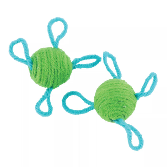 Coastal Turbo Wool Ball Cat Toy 2pk Green