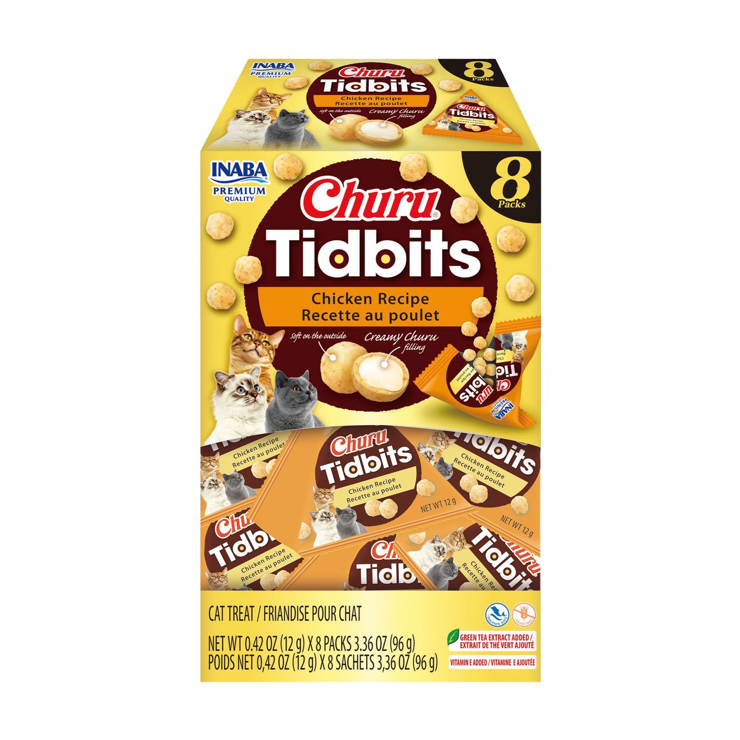 INABA Churu Tidbits for Cats 3.36oz 8pk Chicken Recipe