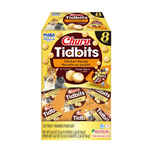 INABA Churu Tidbits for Cats 3.36oz 8pk Chicken Recipe