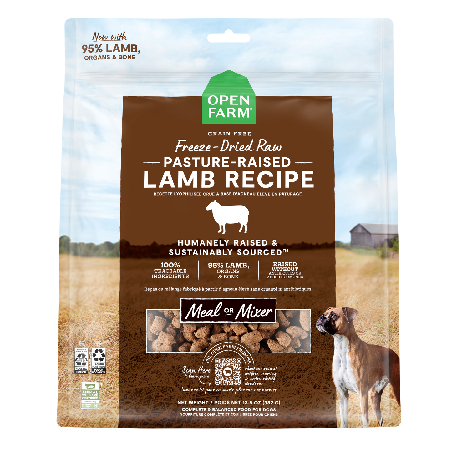 Open Farm Pasture Raised Lamb Recipe Freeze-Dried Raw Morsels For Dogs 13.5oz Bag