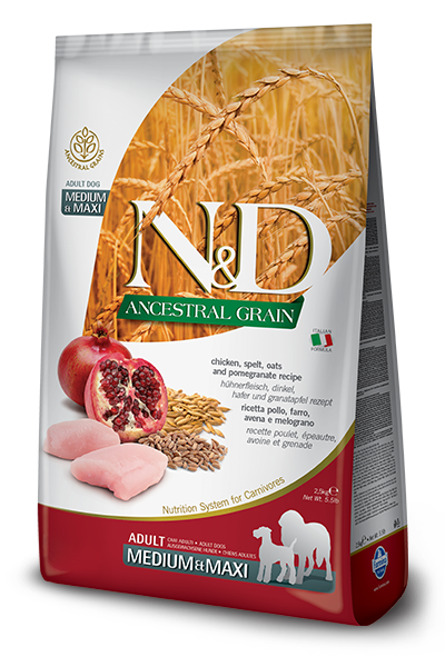 Farmina N&D Ancestral Grain Chicken & Pomegranate Medium Maxi Adult Dog Food 5.5lb