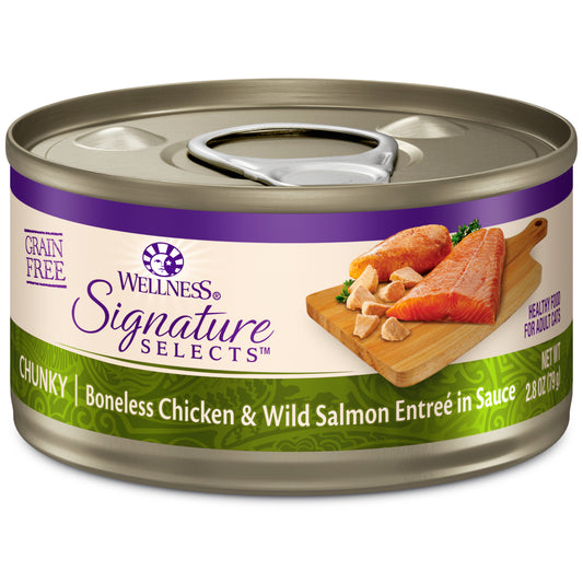 Wellness CORE Signature Selects Natural Grain Free Wet Canned Cat Food Chunky Chicken & Salmon 2.8oz Can
