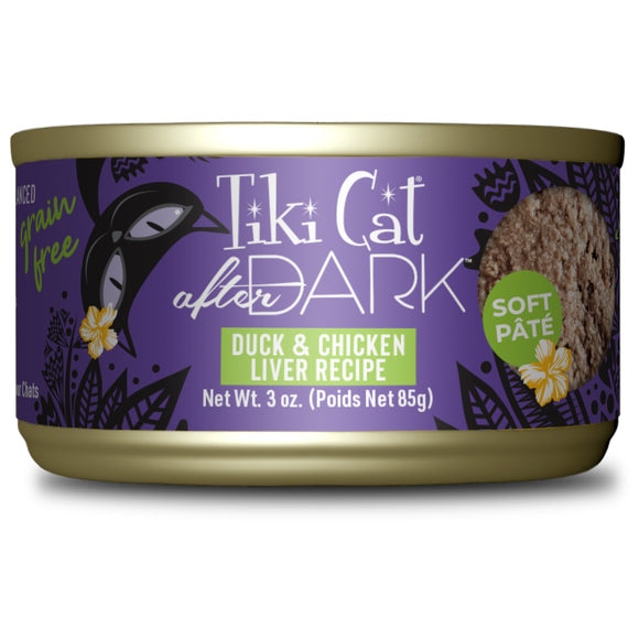 Tiki Cat After Dark Pate Wet Cat Food Duck & Chicken Liver 3oz Can