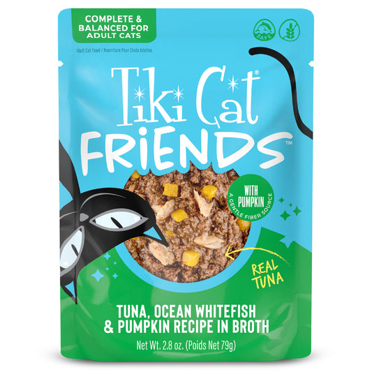 Tiki Cat Friends Tuna, Ocean Whitefish & Pumpkin wet Cat Food 2.8 oz. Pouch