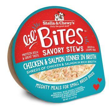 Stella & Chewys Dog Wet Lil Bites Stew Chicken & Salmon in Broth 2.7oz
