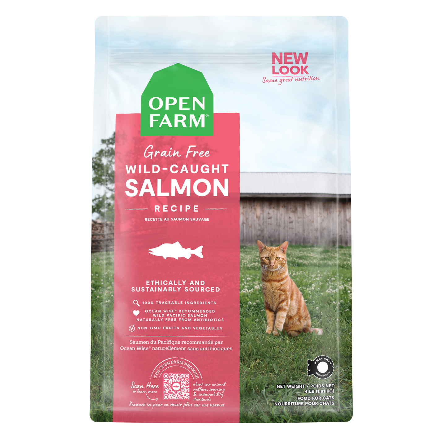 Open Farm Wild-Caught Salmon Recipe Grain Free Kibble For Cats 2lb Bag
