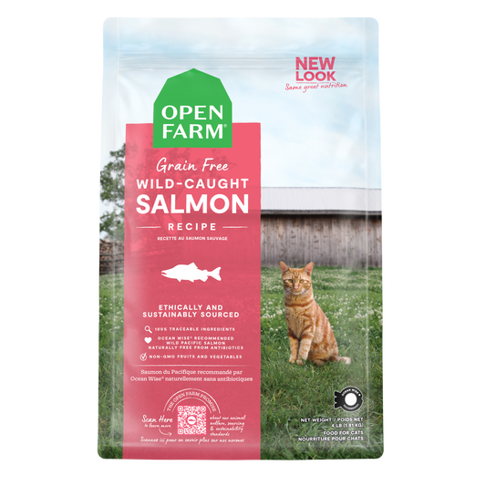 Open Farm Wild-Caught Salmon Recipe Grain Free Kibble For Cats 4lb Bag