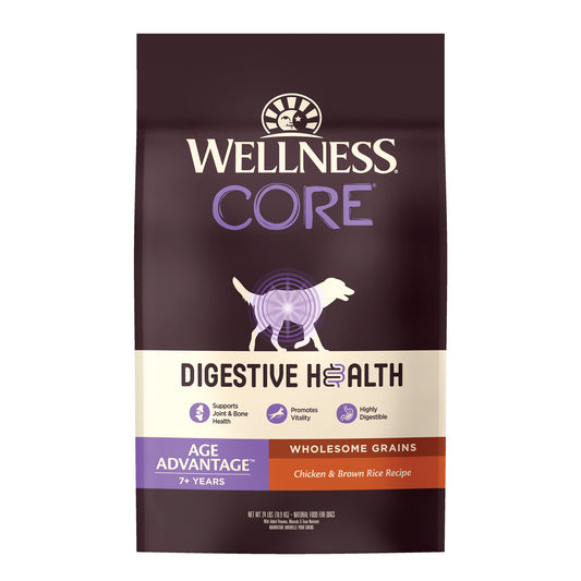 Wellness CORE Digestive Health Senior Dry Dog Food with Grains, 24lb