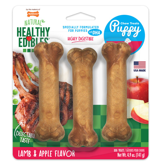 Nylabone Healthy Edibles Puppy Animal-Shaped Lamb & Apple Dog Chew Treats Small/Regular