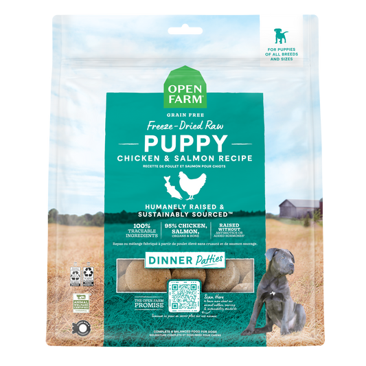 Open Farm Puppy Recipe Freeze-Dried Raw Patties For Dogs 10.5oz Bag
