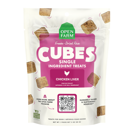 Open Farm Cubes Chicken Liver Single Ingredient Treats For Dogs 3oz Bag