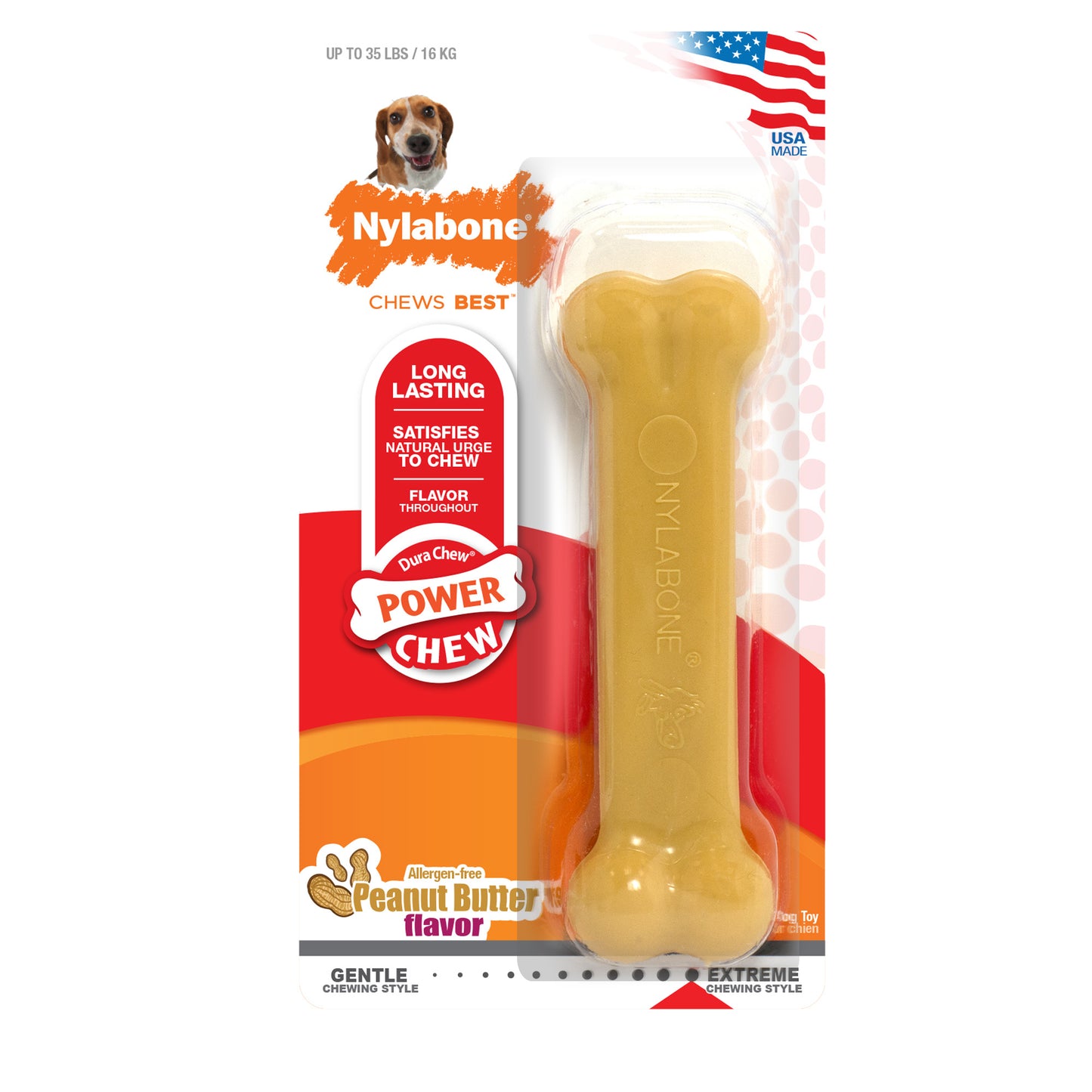 Nylabone Power Chew Dog Toy Peanut Butter Medium/Wolf