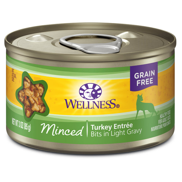 Wellness Complete Health Natural Grain Free Wet Canned Cat Food Minced Turkey Entree 3oz Can
