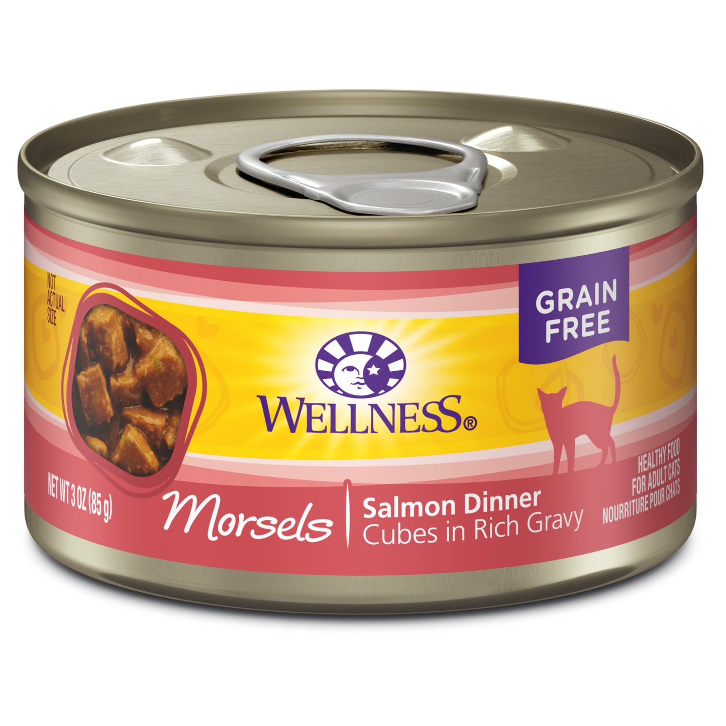 Wellness Complete Health Grain Free Wet Canned Cat Food, Cubed Salmon Entree, 3oz Can