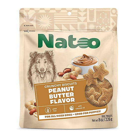 Natoo Peanut Butter Crunchy Biscuit Dog Treats 8oz