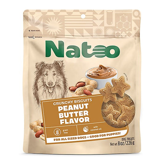 Natoo Peanut Butter Crunchy Biscuit Dog Treats 8oz