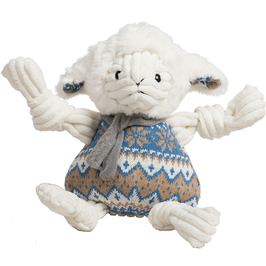 HuggleHounds HolidayPlush Dog Toy Leo Lamb Knottie Large