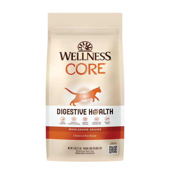 Wellness CORE Digestive Health Chicken & Rice Dry Cat Food 5lb Bag
