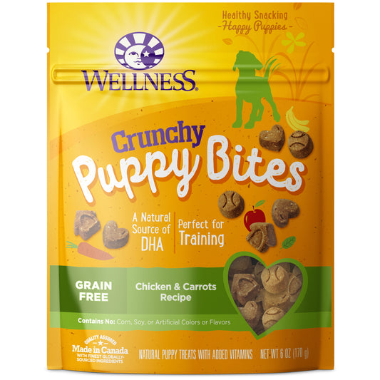 Wellness Puppy Bites Natural Grain Free Crunchy Puppy Treats Chicken & Carrots Recipe 6oz Bag