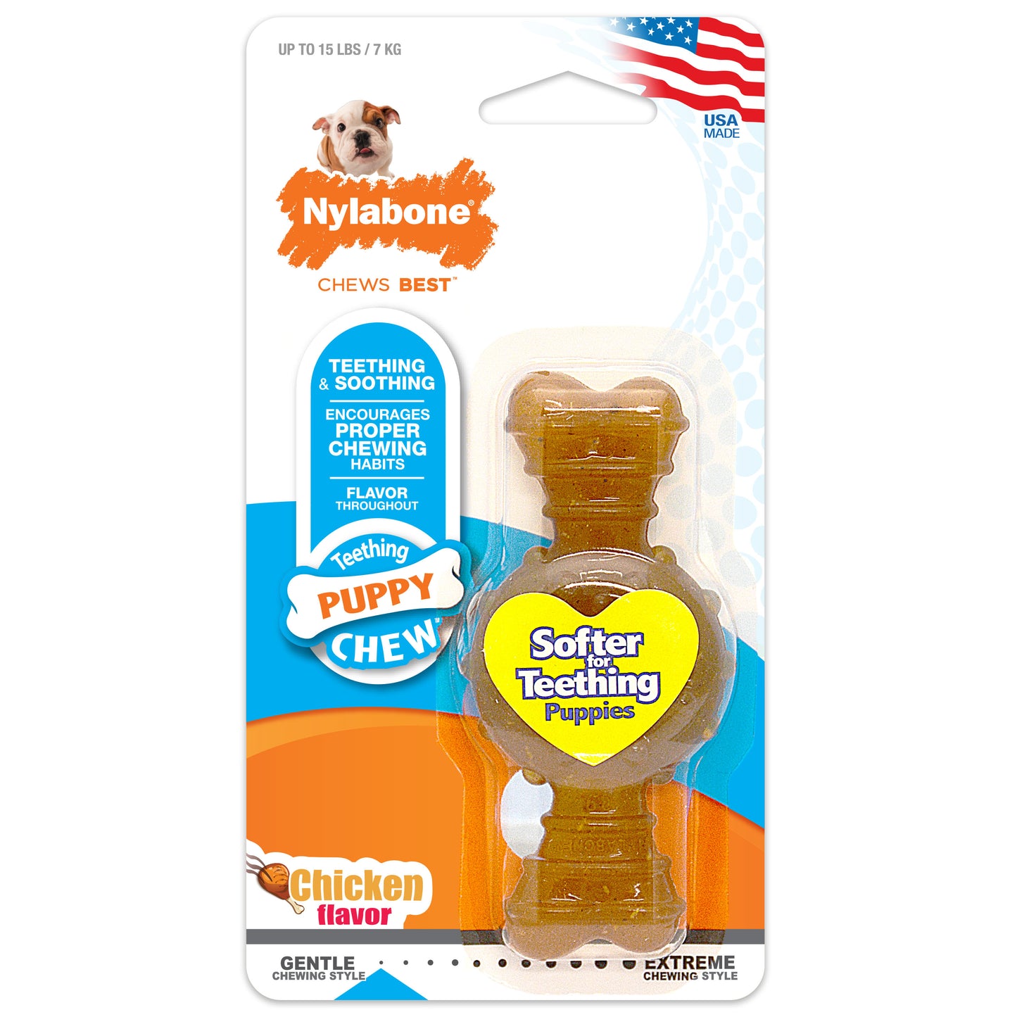 Nylabone Puppy Ring Bone Teething Toy for Puppies Chicken Ring Bone X-Small/Petite
