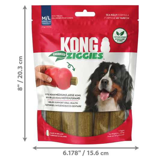 Kong Dog Treat Ziggies 2.0 Adult Enhanced Large 8oz