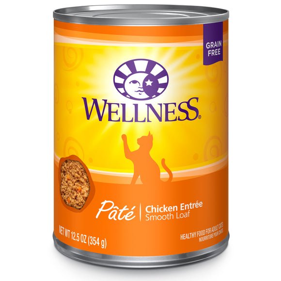 Wellness Complete Health Grain Free Canned Cat Food Chicken Pate 12.5ozs