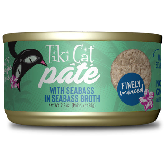 Tiki Cat Luau Pâté Wet Cat Food, Seabass, 2.8 oz. Can