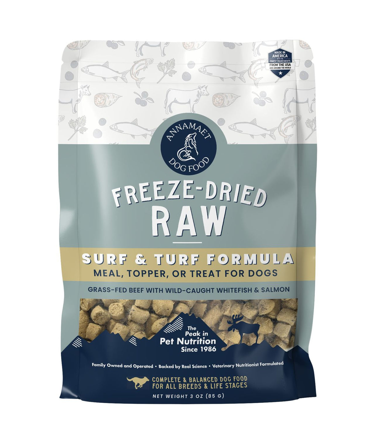 Annameat Freeze Dried Dog Food Surf and Turf 3 oz