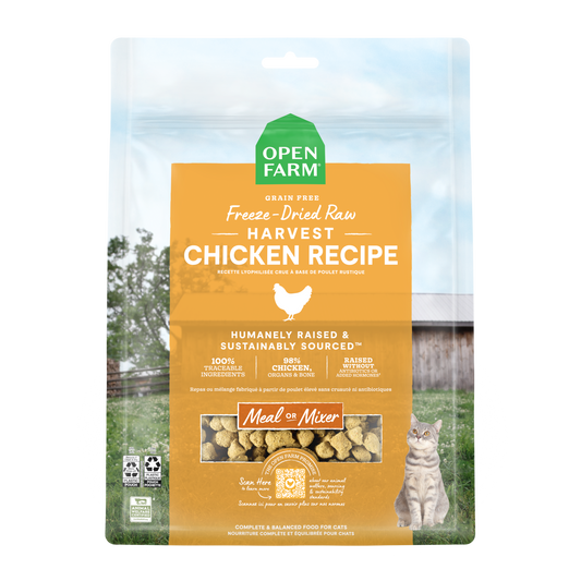 Open Farm Harvest Chicken Recipe Freeze Dried Raw Morsels For Cats 3.5oz Bag