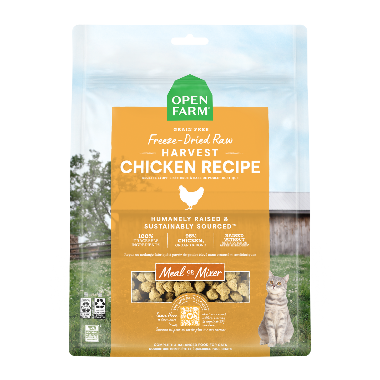 Open Farm Harvest Chicken Recipe Freeze Dried Raw Morsels For Cats 9oz Bag
