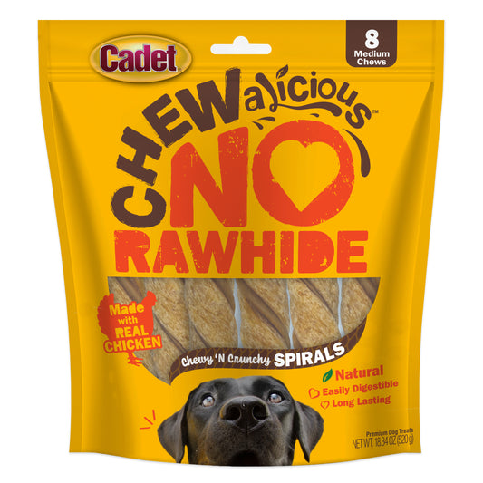 Cadet Chewalicious Chewy 'N Crunchy Rawhide-Free Natural Spirals Small 8pk