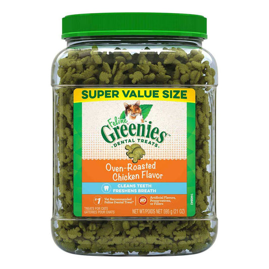Feline Greenies Natural Dental Care Cat Treats Chicken Flavor 21oz Tub