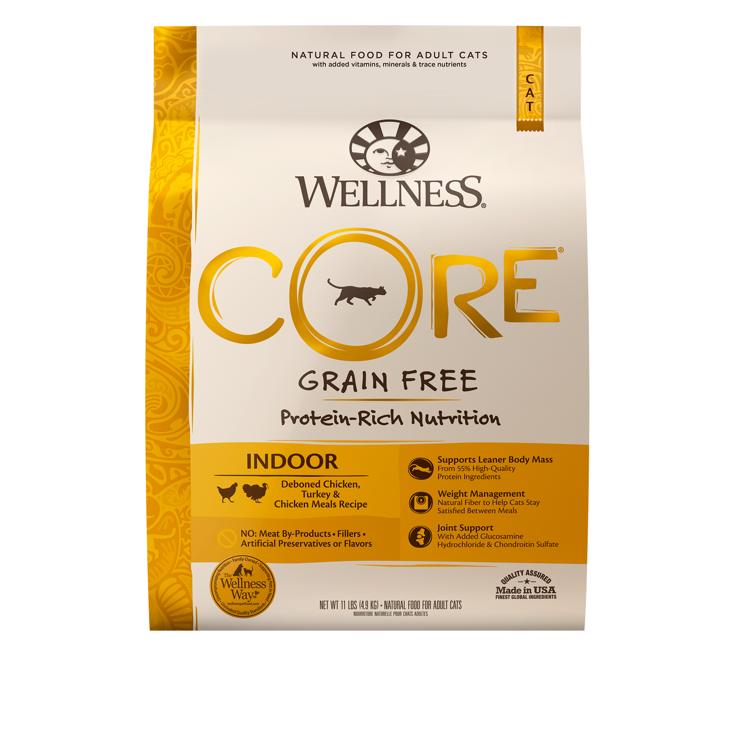 Wellness CORE Grain-Free Chicken Turkey & Chicken Meal Indoor Formula Dry Cat Food 11lb Bag