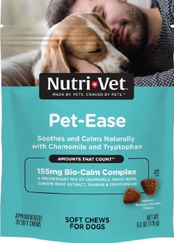 NutriVet Pet Ease Calming Soft Chews for Dogs, Smoked Hickory Flavored, 65ct