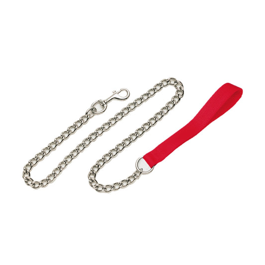 Coastal Titan Chain Dog Leash with Nylon Handle, Red, 2.0 mm x 4ft