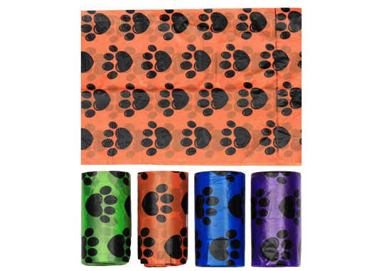 Multipet Waste Bags 15ct 2pk Paw Print Assorted Colors
