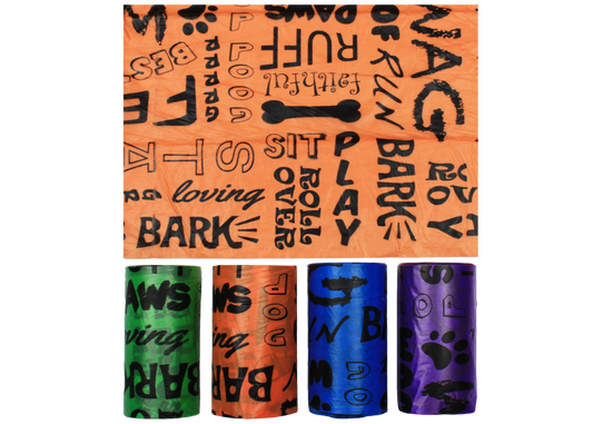 Multipet Waste Bags 15ct 2pk Words Print Assorted Colors