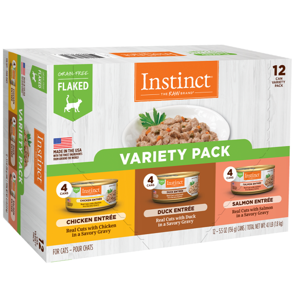 Nature's Variety Instinct Flaked Grain Free Cat Food 12 oz Cans Variety 12-Pack