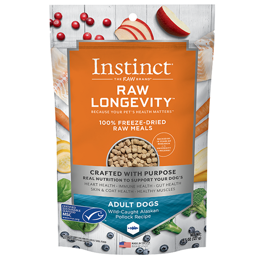 Instinct® Raw Longevity™ 100% Freeze-Dried Raw Meals Wild-Caught Alaskan Pollock Recipe for Dogs 4.5oz Bag