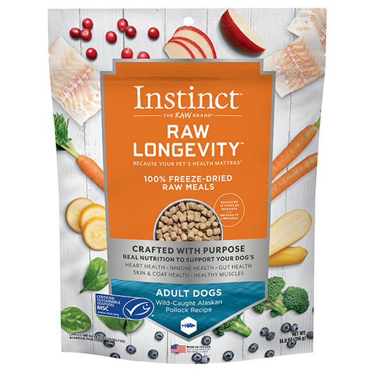 Instinct® Raw Longevity™ 100% Freeze-Dried Raw Meals Wild-Caught Alaskan Pollock Recipe for Dogs 14oz Bag