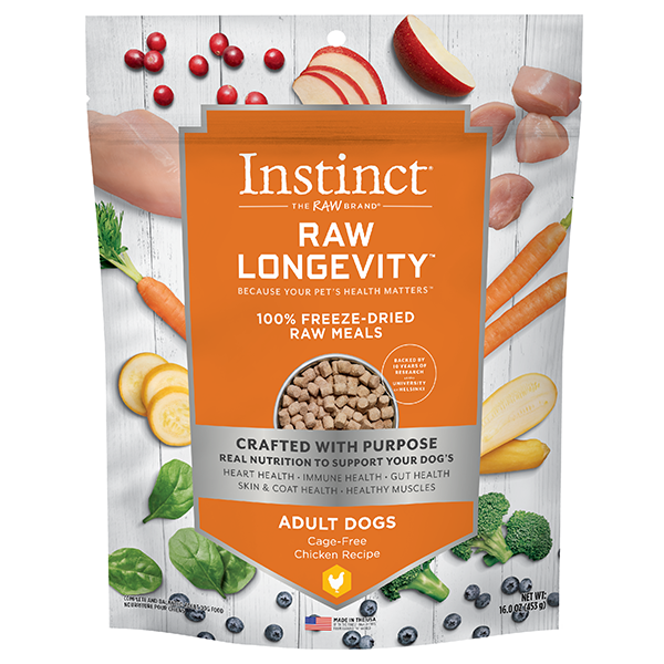 Instinct® Raw Longevity™ 100% Freeze-Dried Raw Meals Cage-Free Chicken Recipe for Dogs 16oz Bag