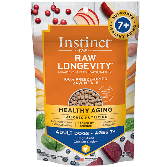 Instinct® Raw Longevity™ 100% Freeze-Dried Raw Meals Cage-Free Chicken Recipe for Adult Dogs Ages 7+ 5oz Bag
