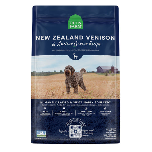 Open Farm New Zealand Venison & Ancient Grains Dry Dog Food 22lb bag