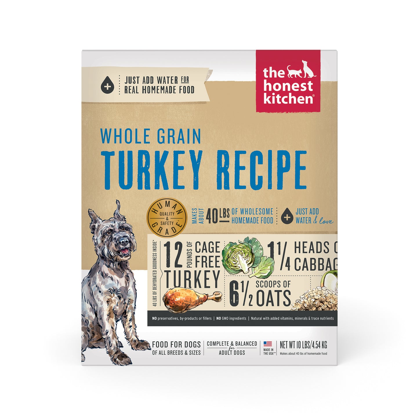 The Honest Kitchen Dehydrated Whole Grain Turkey Dog Food 10lb