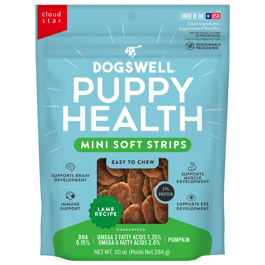 Dogswell Lifestage Puppy Treats Mini Soft Strips Lamb, 10 oz. Bag
